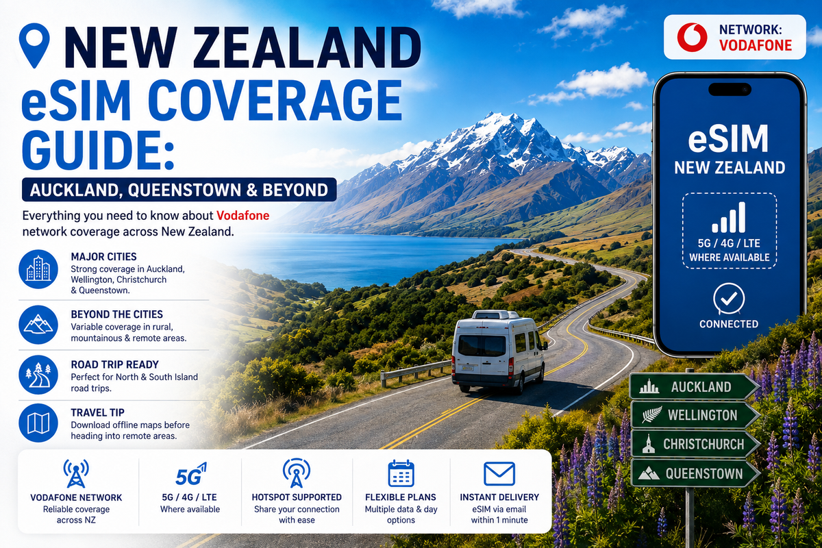 New Zealand eSIM Coverage Guide: Auckland, Queenstown & Beyond