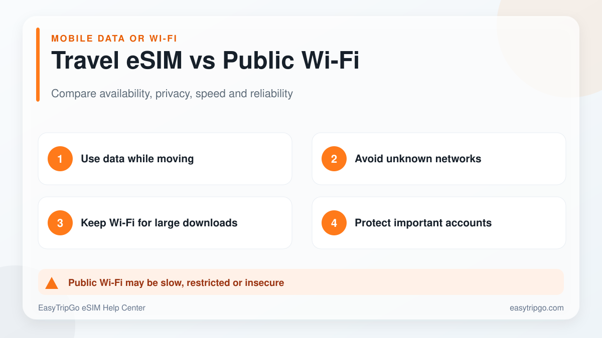 Travel eSIM compared with public Wi-Fi