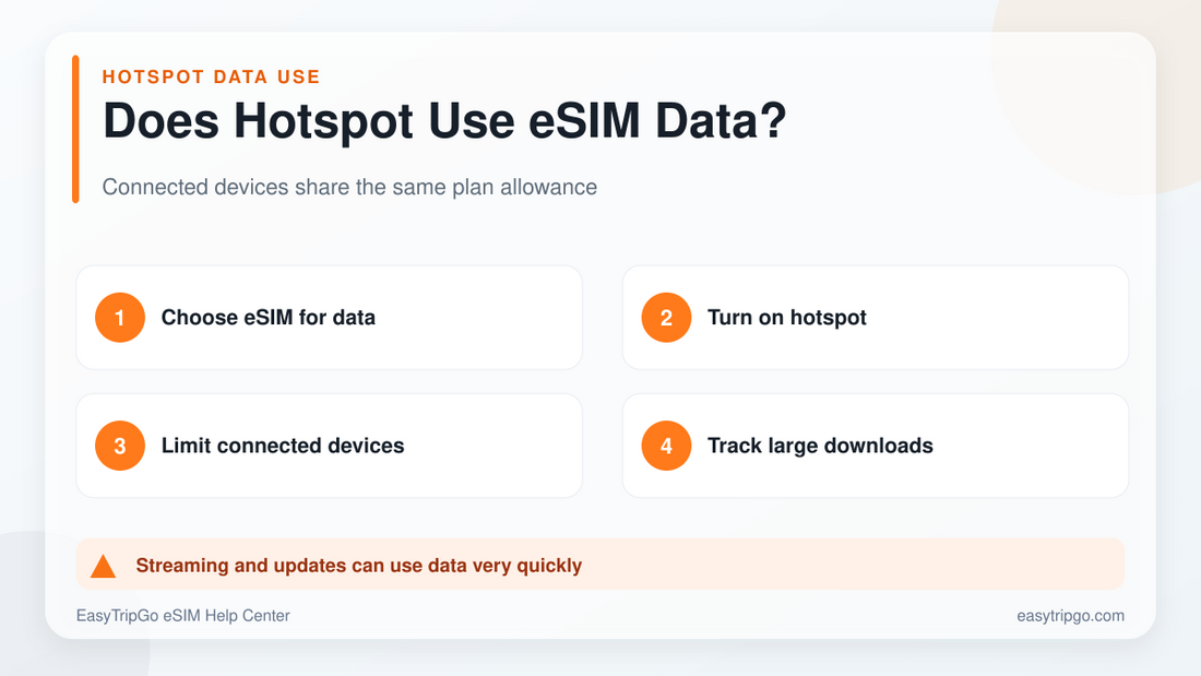 Does hotspot usage count toward travel eSIM data