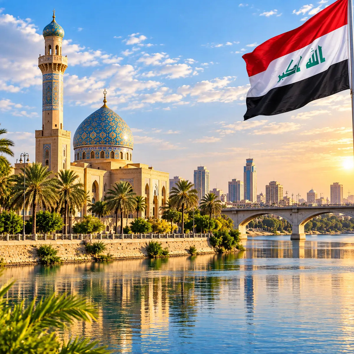International roaming eSIM for Iraq, compatible with local networks, includes QR code for quick activation.